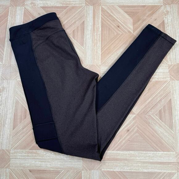 Lole Brown/Brown Two Tone Pull On Leggings Womens Medium Mid Rise Elastic Waist - Picture 5 of 10